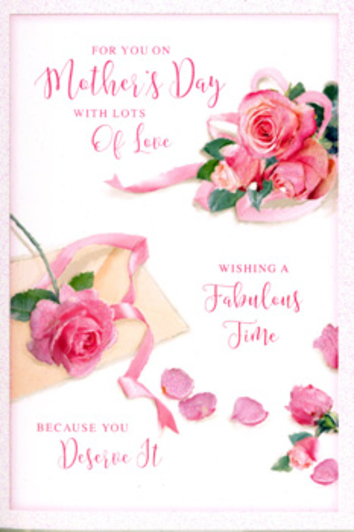 The Mother's Day card shown in this image is adorned with a romantic array of pink roses that seem to float across a white background, much like clouds of blossom over the gardens of Highams Park in spring. The roses vary slightly in size and tone: some are a soft, powdery blush, while others deepen into a more vibrant rose pink, creating a natural, garden-like variation. Each bloom is depicted with careful attention to detail, the velvety texture of the petals conveyed through subtle shading and fine, curved edges that curl outward as though gently unfurling. Around the main groupings of flowers, a handful of individual petals appears to have drifted down, scattered in a way that feels spontaneous and poetic, suggesting the passage of time and the many small acts of kindness that make up a mother's love. A delicate ribbon, possibly in a muted pink or champagne hue, winds in and out of the central bouquet, giving the composition a sense of movement and completion, similar to the final flourish a local florist like Florist Highams Park might add before sending out a hand-tied arrangement. Soft, even lighting bathes the card, casting fine shadows beneath each petal and ribbon fold, and creating a gentle, flattering glow. Across this floral stage, sweeping hand-lettered script delivers a Mother's Day message in graceful curves and loops, complementing rather than competing with the roses. The entire design feels calm, heartfelt, and refined, an ideal pairing with fresh pink roses placed on a mantle or dining table in Highams Park to honour a mother's enduring patience, care, and quiet strength.