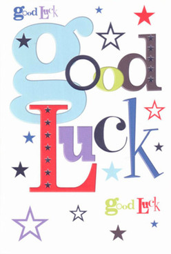 Much like the lively, supportive community of Highams Park, this good luck card radiates confidence and optimism, capturing the momentous feeling of embarking on something new. Its bold baby-blue 'g' sets a playful, welcoming tone, paired with skillfully chosen reds and purples to balance excitement and sincerity across the bright white canvas. Stars of every shade-inky navy, soft lavender, dusky green-tumble playfully around the phrase, resembling the hopeful spark found throughout local celebrations in Vincent Road Park. The card's surface is sleek and cool beneath the hand, inviting recipients to savour the tangible weight of well-wishes shared in person. Fitting for life's milestones-be it a friend's creative debut or a loved one's graduation-this card exudes the reassurance that comes from genuine Highams Park support. More than a mere message, it's the tactile embodiment of encouragement and hope, ideal for every adventure that begins within our neighbourhood.