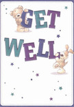 Offering a bright message of optimism, this get well card showcases two delightful friends: a fluffy teddy bear and an affectionate puppy, each engaged in the joyful act of supporting large, colourful 'Get Well' letters. The illustration's indigo and turquoise hues sparkle against a gentle cream background, filling the scene with uplifting energy. Across the card, scattered stars in dazzling blues and purples twinkle in celebration-a nod to the kind of hope that flourishes in Highams Park's lively streets and tranquil lakefronts. The bear's plush fur and the puppy's velvety ears are so evocative, one can almost feel their warmth and encouragement, so like the tender craftsmanship in a bouquet arranged by hand at Florist Highams Park. This playful composition radiates innocence, sincerity, and an embrace of community spirit, echoing the support shared by neighbours and friends in every heartfelt act. Perfect for sending a burst of comfort and kindness to anyone on the mend around Highams Park, the scene gently reminds us that a little caring touch-like a lovely bouquet or a thoughtful card-can bring significant light to the journey of recovery.